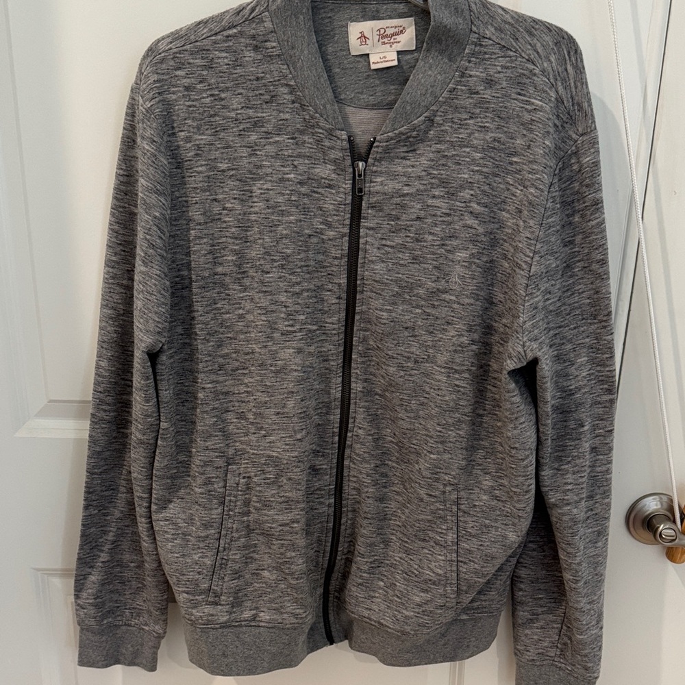 Original Penguin Men's Zip Up Gray Sweater